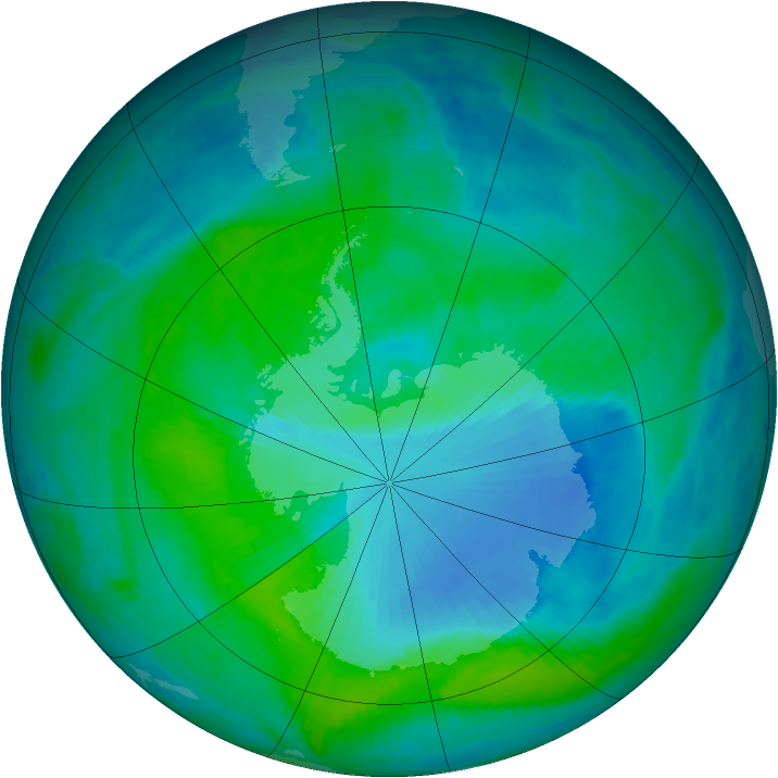Antarctic ozone map for 30 December 1999